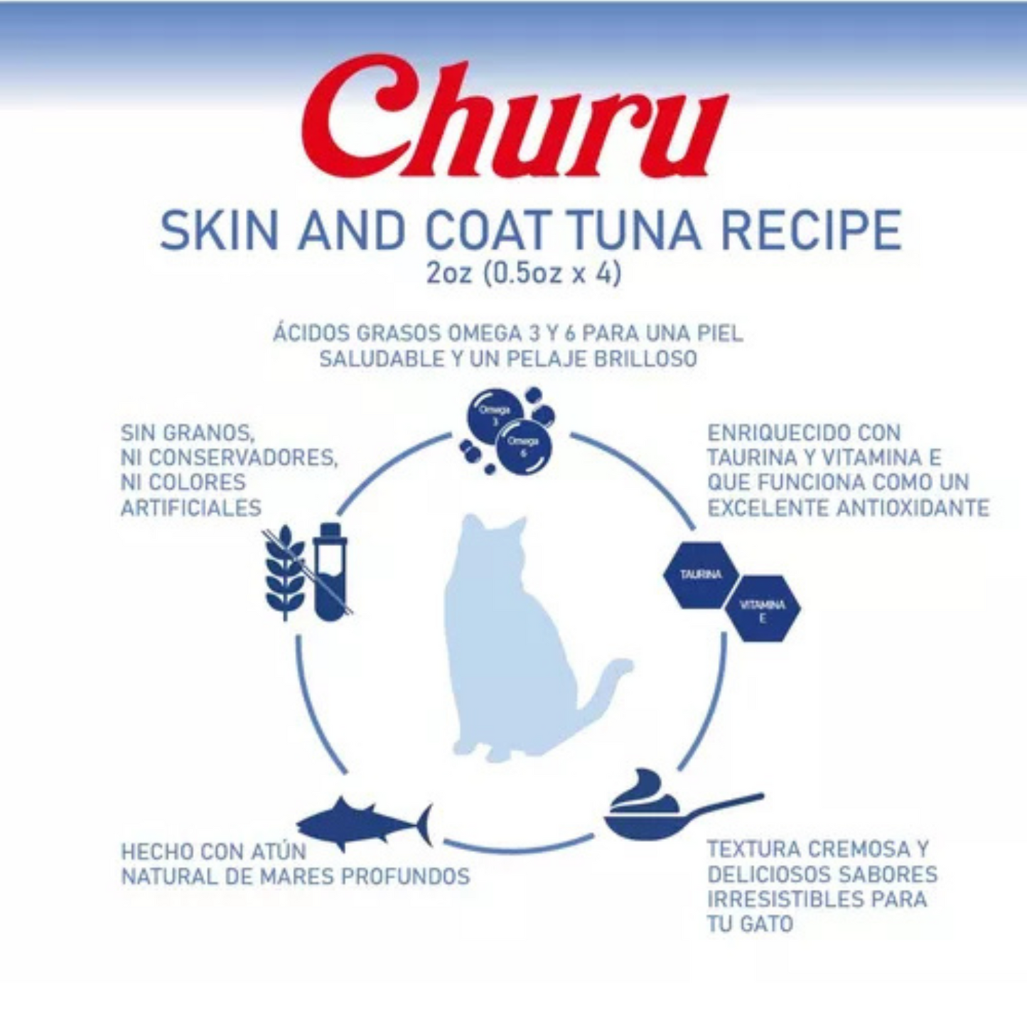 Churu Skin & Coat Premios para Gato (Paquete 4 tubos 14g)