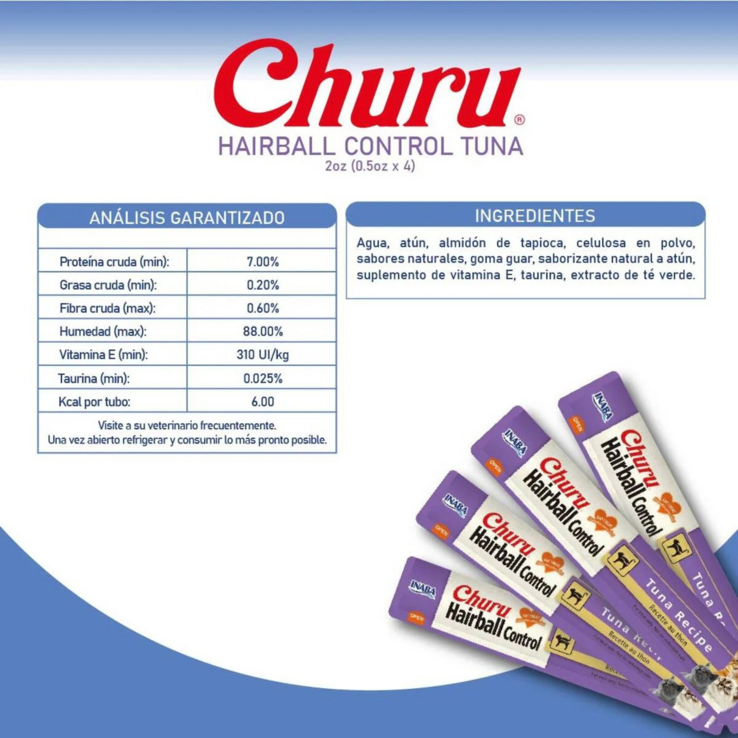 Churu Hairball Control Premios para Gato (Paquete 4 tubos 14g)