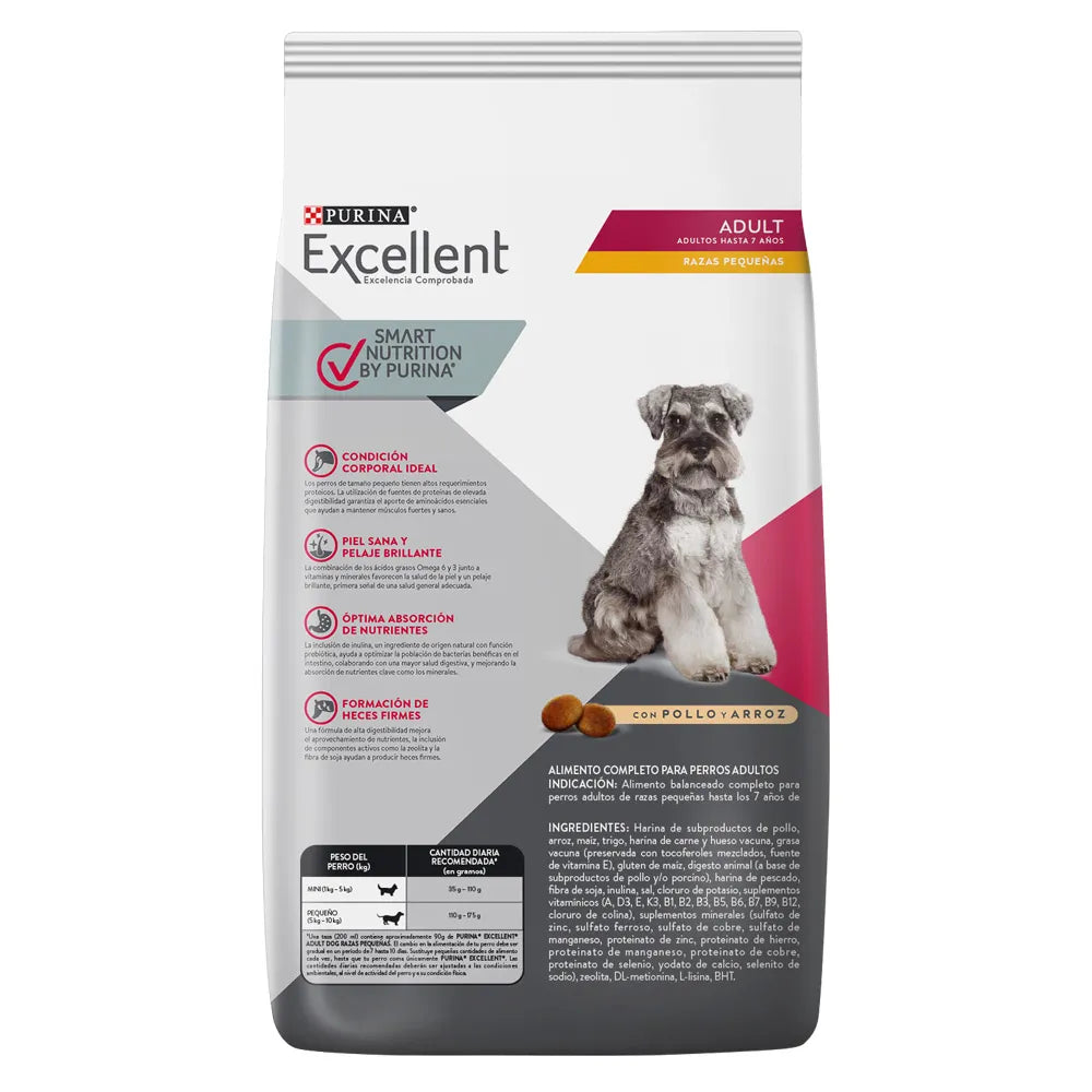 Purina Excellent Adulto Pollo y Arroz Razas Minis y Pequeñas