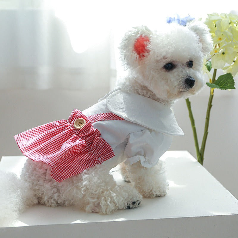 Vestido con conejo y falda a cuadros