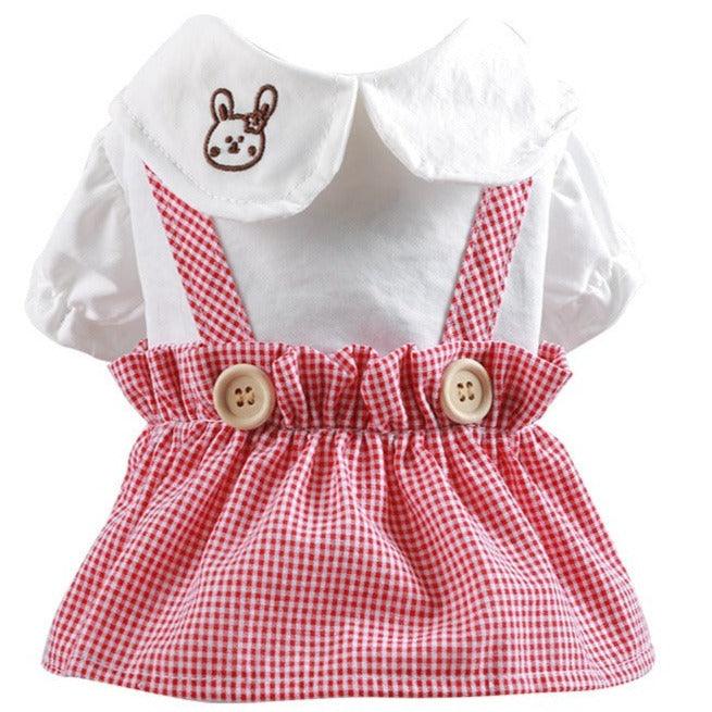 Vestido con conejo y falda a cuadros