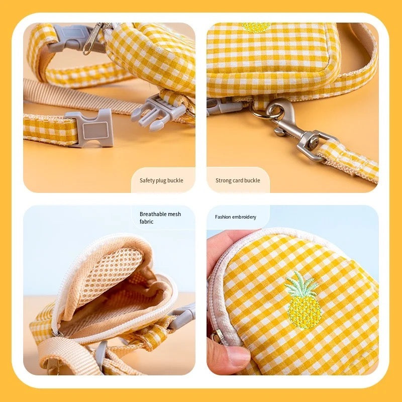 Arnés estampado de cuadros con mochila para gato