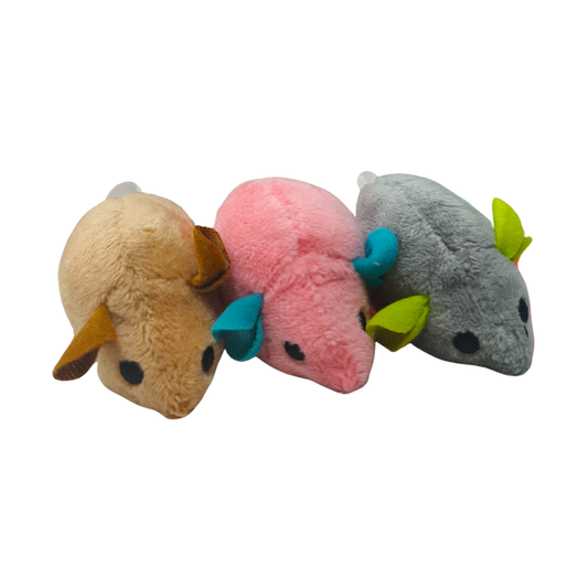 Set de 3 ratones de peluche