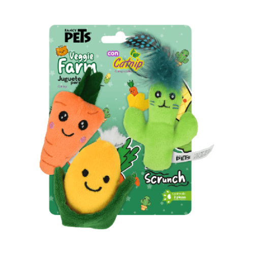 Pack de 3 juguetes para gato de vegetales
