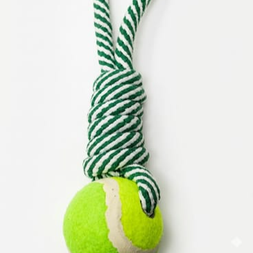 Jaladera con nudo y pelota de tenis