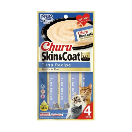 Churu Skin & Coat Premios para Gato (Paquete 4 tubos 14g)