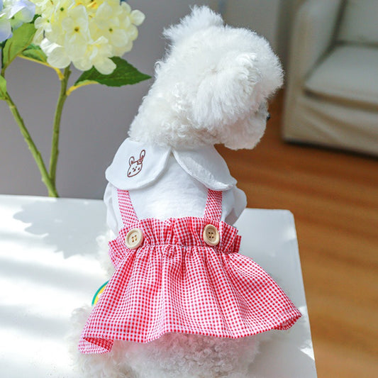 Vestido con conejo y falda a cuadros