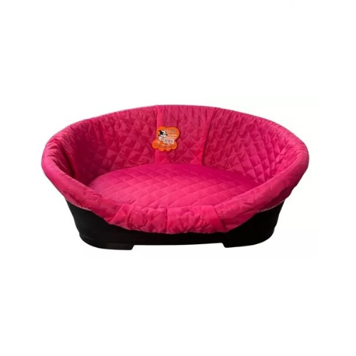 Cama de plástico con cojín y funda lisa